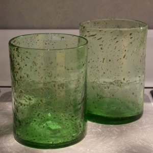 Leira green glass round pot S.L